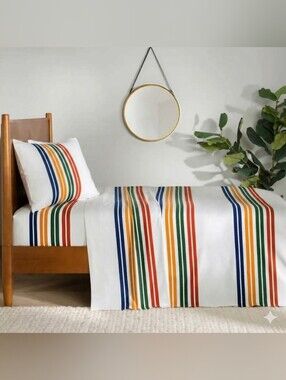 Pendleton Pine Island Twin Sheet Set 3 Piece Bedding with Multicolor Stripes